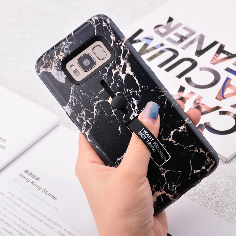 Marble Silicon TPU Case For Samsung Galaxy A7 A6 A8 A5 J4 J6 J8 Plus 2018 S8 S9 Plus S7 Edge Note 9 8 Cover Hide Stand Holder (2)
