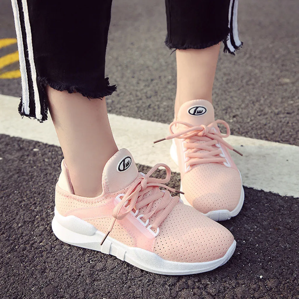 

Women's Fashion Casual Solid Lace-up Breathable Sneakers Sport Running Shoes light weight running shoes for zapatos de mujer #3