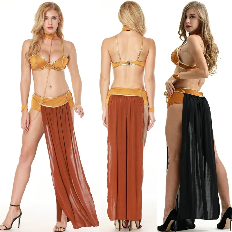 Neue Sexy Karneval Cosplay Prinzessin Leia Slave Kostum Kleid Gold Bh Und Neckchain Agyptischen Gottin Kostum M L Xl Xxx Sexy Costumes Aliexpress
