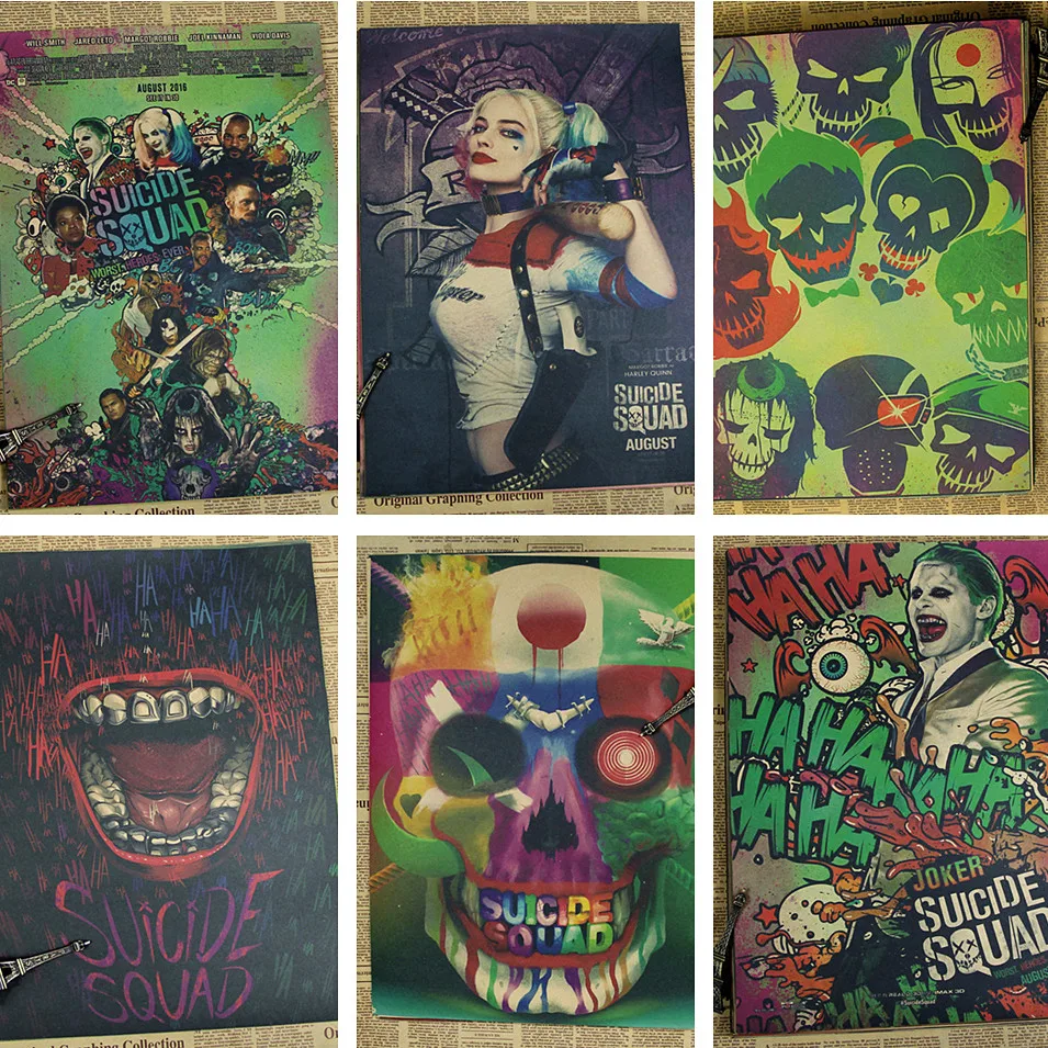 

Suicide squad X contingent DC Batman kraft paper movie poster decorative painting clown man haili kui yan