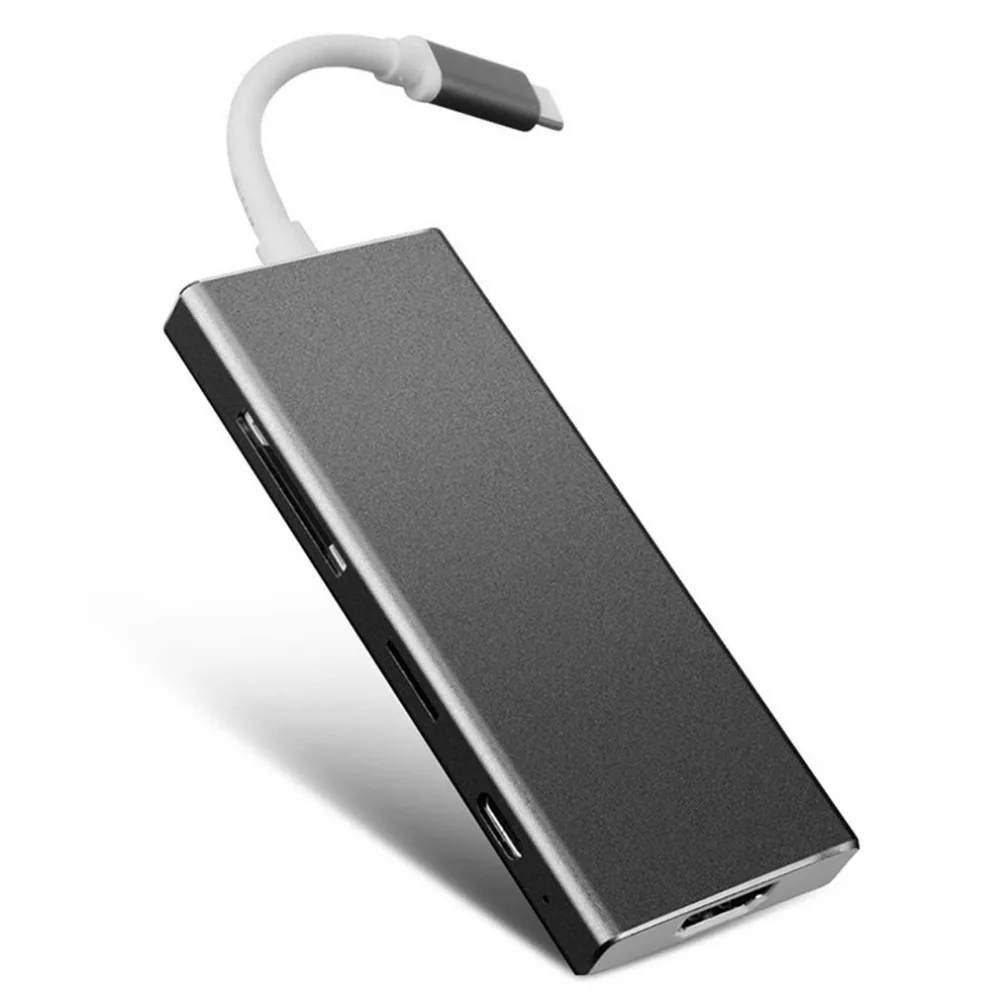 

7-in-1 USB Type-C Hub Type-C to HDMI Converter LAN Adapter Splitter Ethernet Port 4K Video HD TF Card Reader USB 3.0 HUB