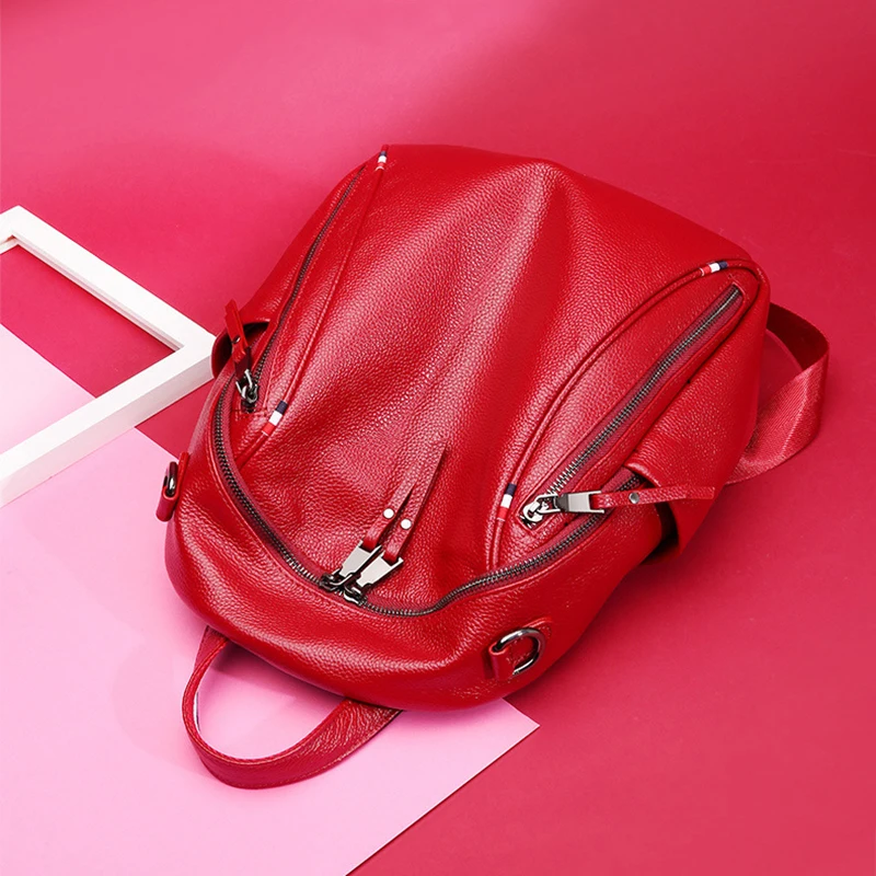 

2019 women backpack female real leather natural bag genuine leather shoulder bags travel backpacks lady girl mochila feminina