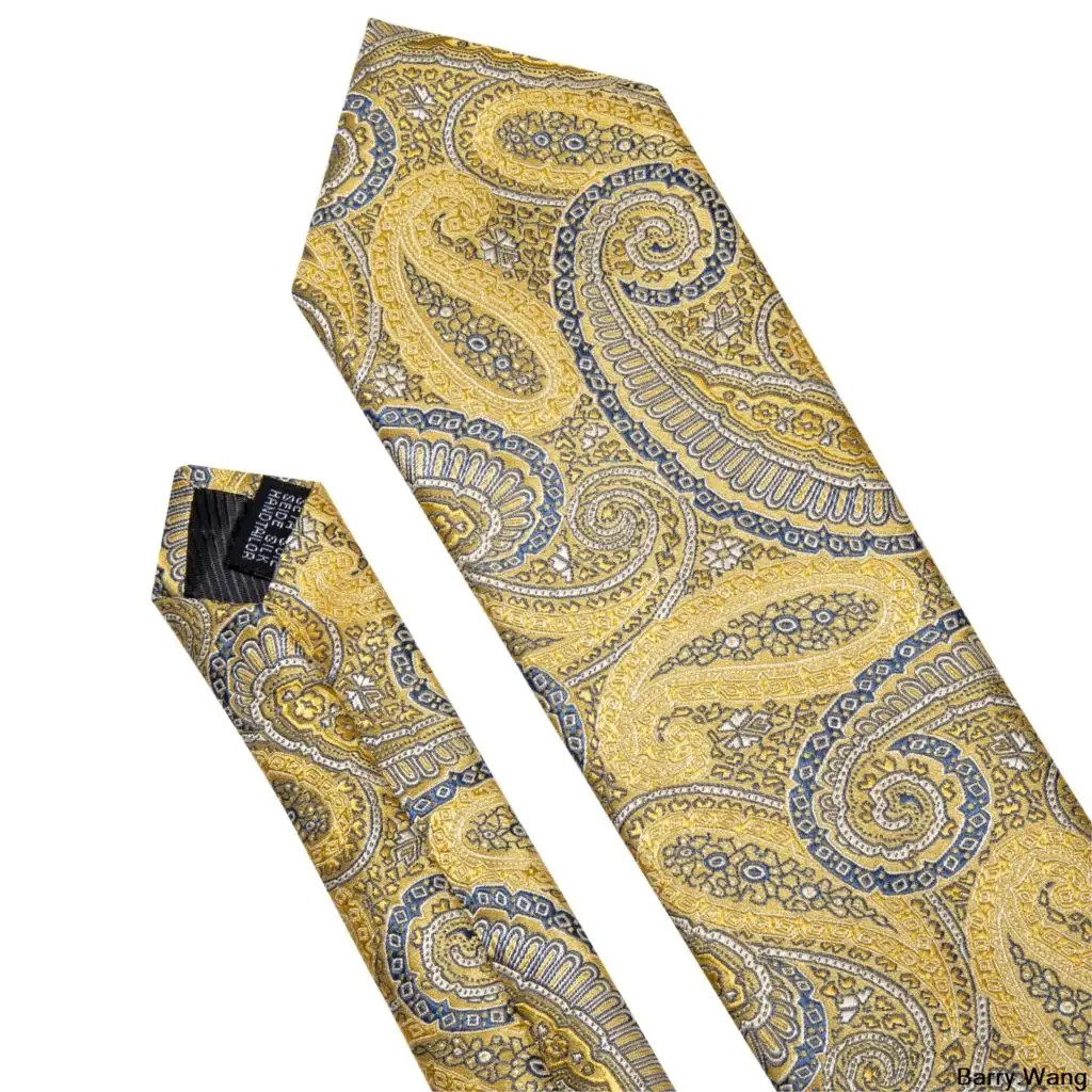 Barry. Wang Fahsion дизайнерские желтые цветочные мужские шелковые галстуки Gravat Ties Hanky Box набор подарков для мужской, Свадебный галстук LS-5166