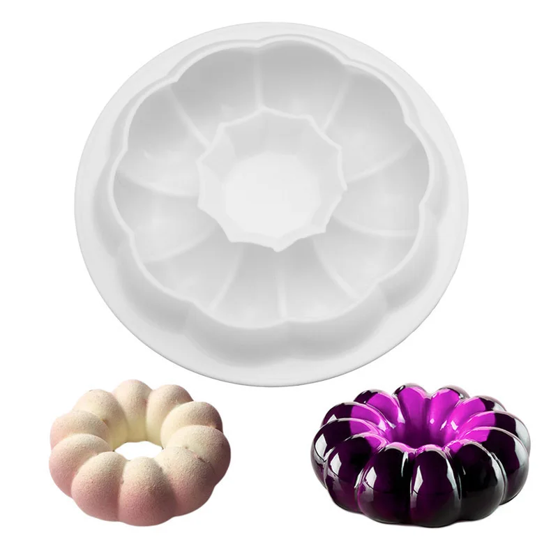 1 pcs flower forma de anel de silicone moldes do bolo ...
