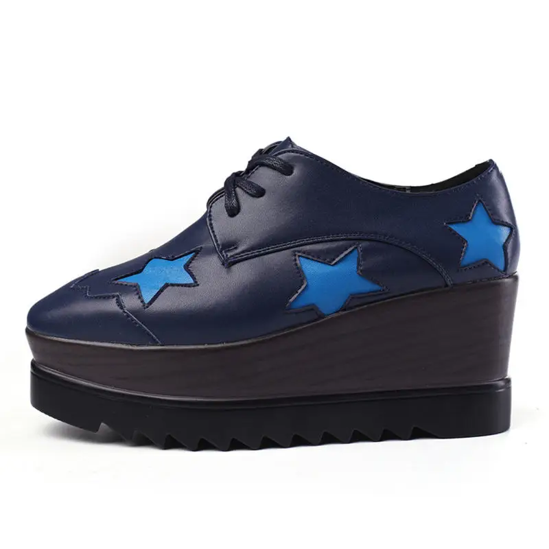 

designer shoes women luxury 2018 New Autumn Winter Genuine Leather Thick bottom star Comfortable Lace-up Thick bottom Sneakers
