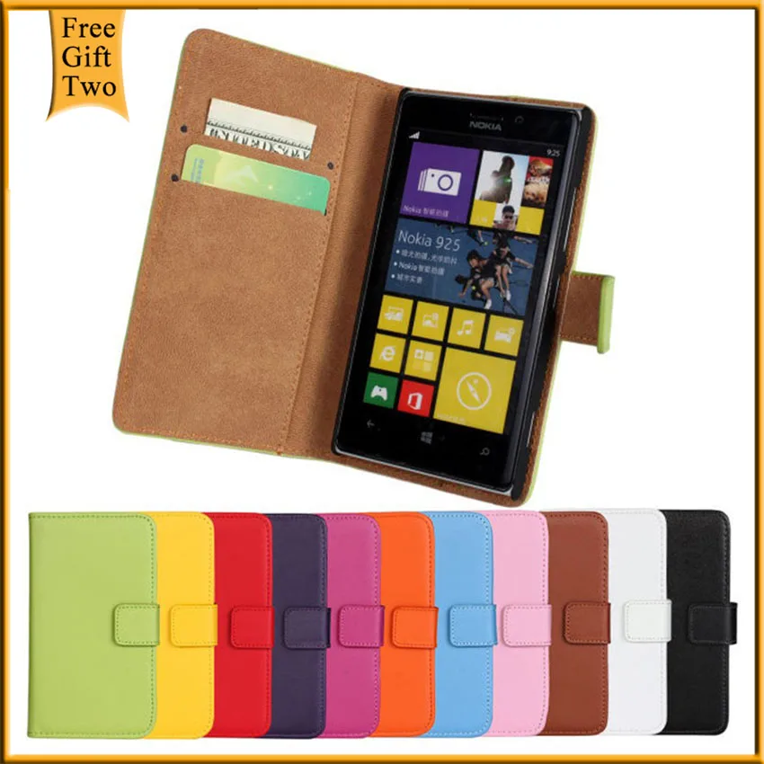  Luxury Genuine Leather Flip Cases For Nokia Lumia 925 Retro Stand Book Style Wallet For Nokia Lumia 925 Phone Cover Shell Bags 