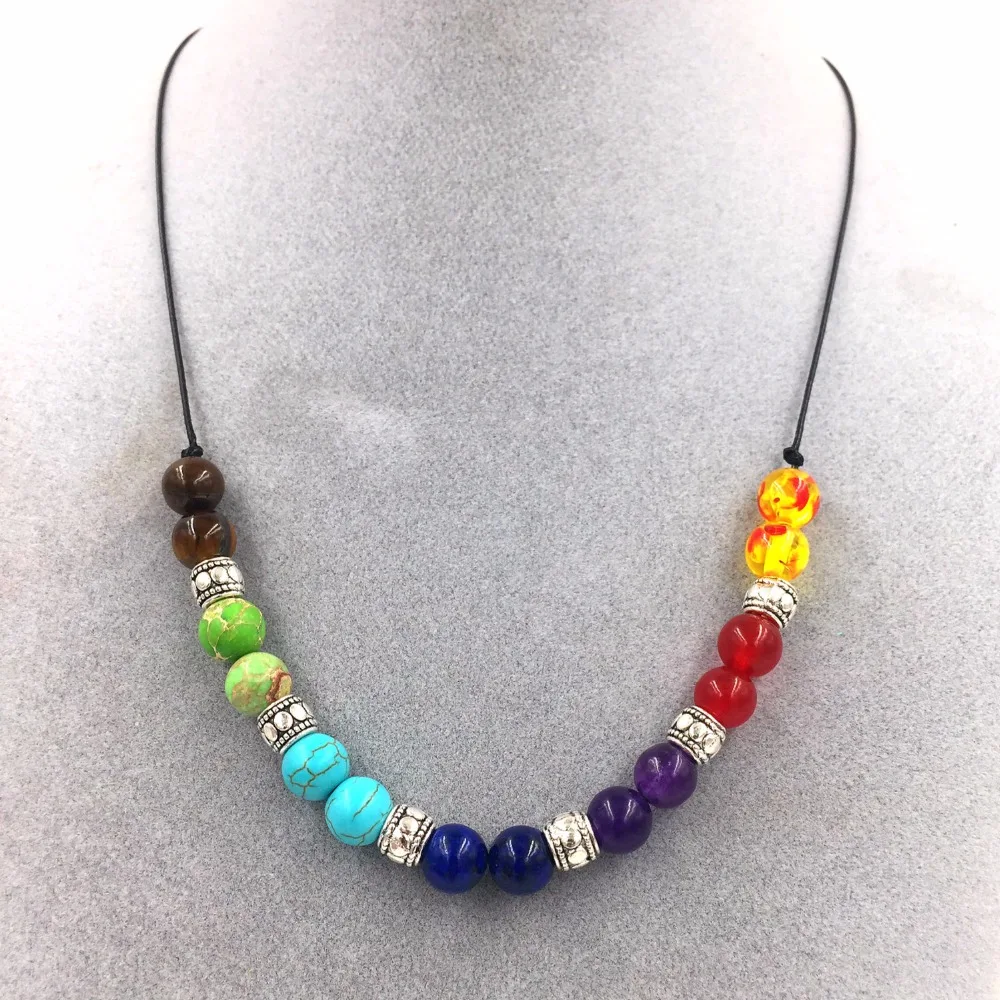 Hot Multicolor 7 Chakra Healing Balance Beads Necklace Yoga Gift Energy