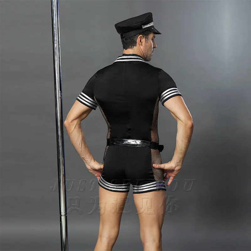 New Sexy Male Police Sailor Sexy Underwear Uniform Role Play Halloween Officer Costumes Top Shirt Fancy Cosplay Clothing for Men