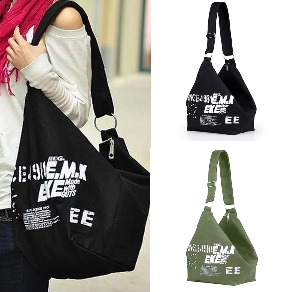 

ISHOWTIENDA Fashion Ladies Canvas Letter Large Capacity Travel Bag Shoulder Bag women Bags For Women Messenger Bags#y2