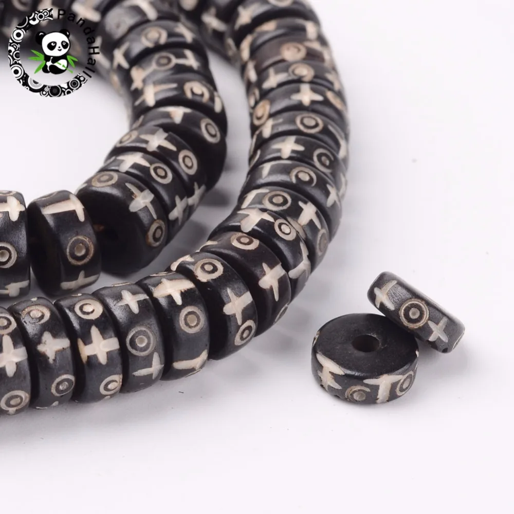

Handmade Antique Flat Round Carved Bone Loose Beads for DIY Jewelry Making 10x4mm Hole: 2mm