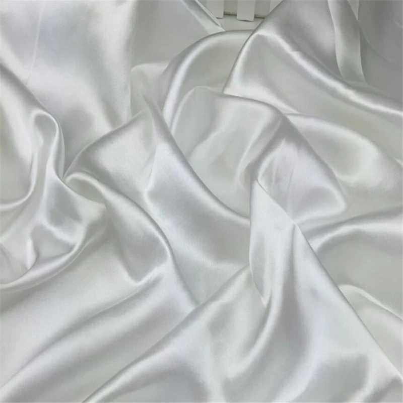 Off Белый сатин ткань высокое качество для Свадебные украшения