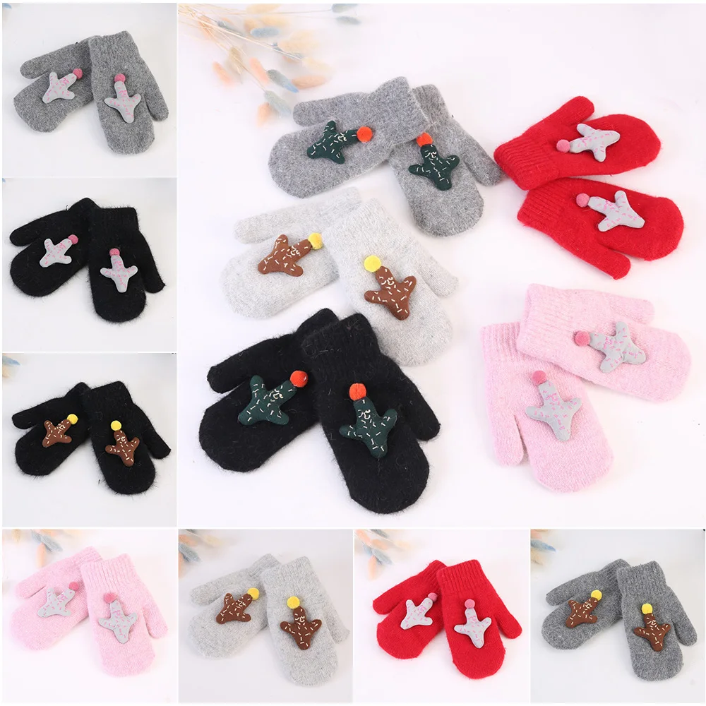 

Winter new cartoon cactus plus velvet thickening children's gloves boys and girls rabbit warm mittens Kids Children Warm Gloves