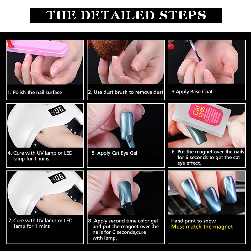 Sarness Nails Manicure Magnet Stick Double End Effect for Cat Eye UV Gel Nail Polish Line Stripe Charms Nail Art Magnetic Tools