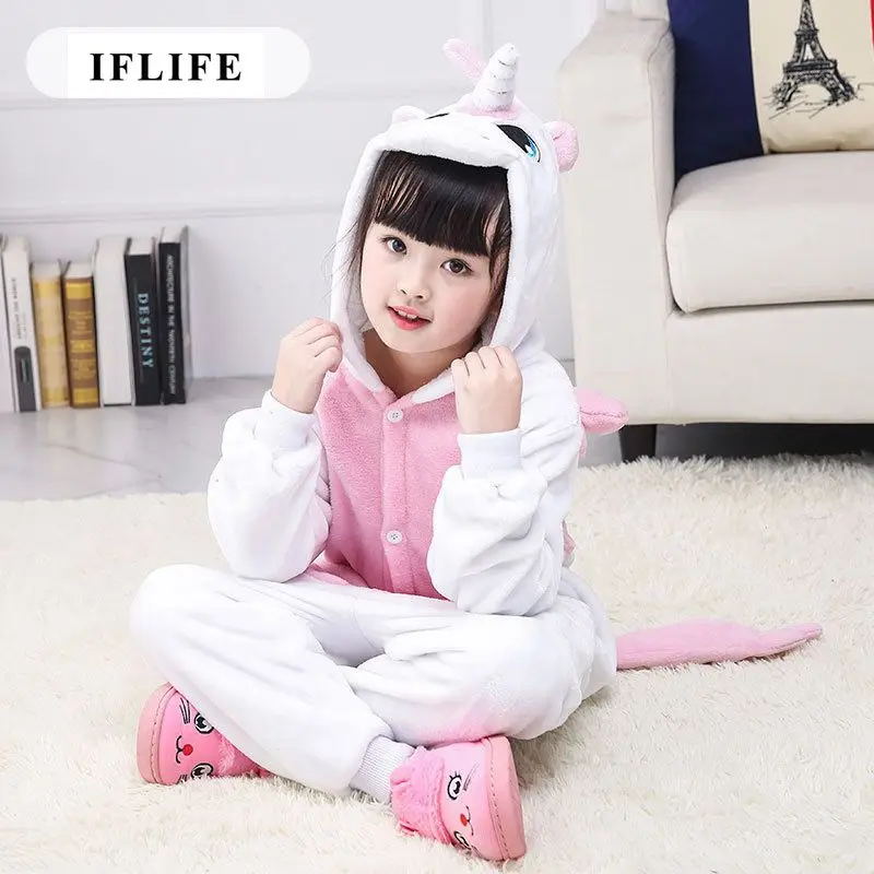 Pijama Infantil Onesie Hooded Kids Animal Cartoon Pajama Pink Unicorn Children Boy Girl Unisex Pyjama