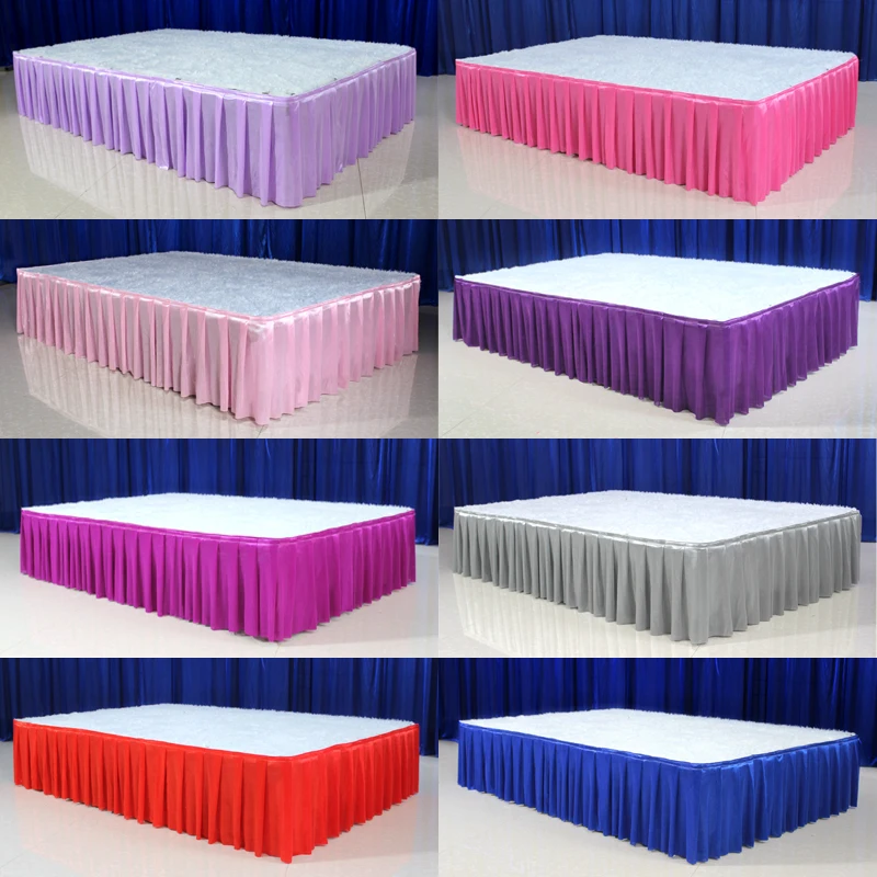 Ice silk table skirt wedding backdrop curtains for table clothes table cover wedding stage table skirting for event party 5