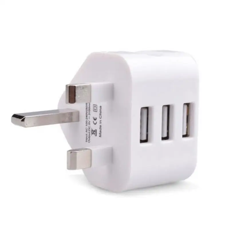 

2.1A USB Charger 3 Pin UK Plug Adapter Charger with 3 USB Ports Travel Chager Universal for iPhone iPad and Smartphone