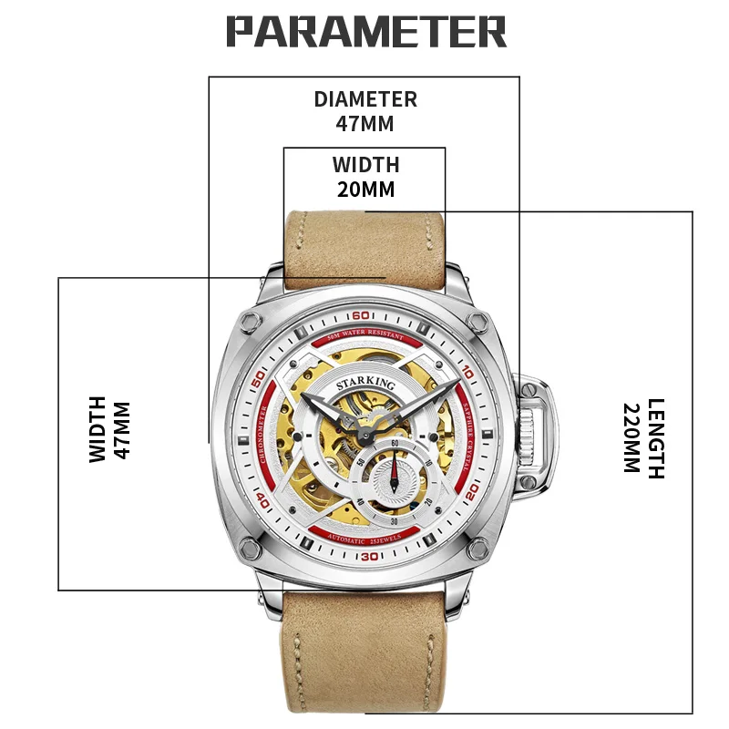 STARKING Топ бренд новое поступление изумительные часы мужские полностью автоматические механические сапфировые часы мужские наружные наручные часы Relo