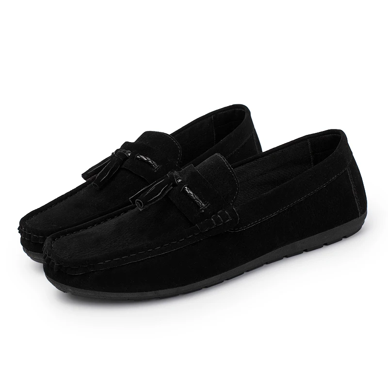 Men Leather Shoes Suede Loafers Shoes Breathable Soft Round Head Flat Slip-On Outdoor Moccasins Peas Casual Shoes Driving Shoes (12)