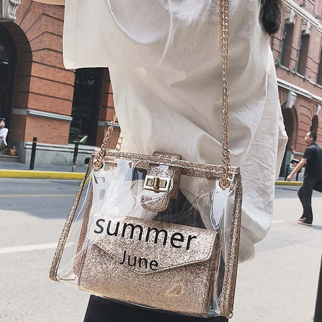 

ISHOWTIENDA bag for women 2019 womens messengers Chain Shoulder Bag Sequin Transparent casual boho Shoulders bolsa feminina #G35