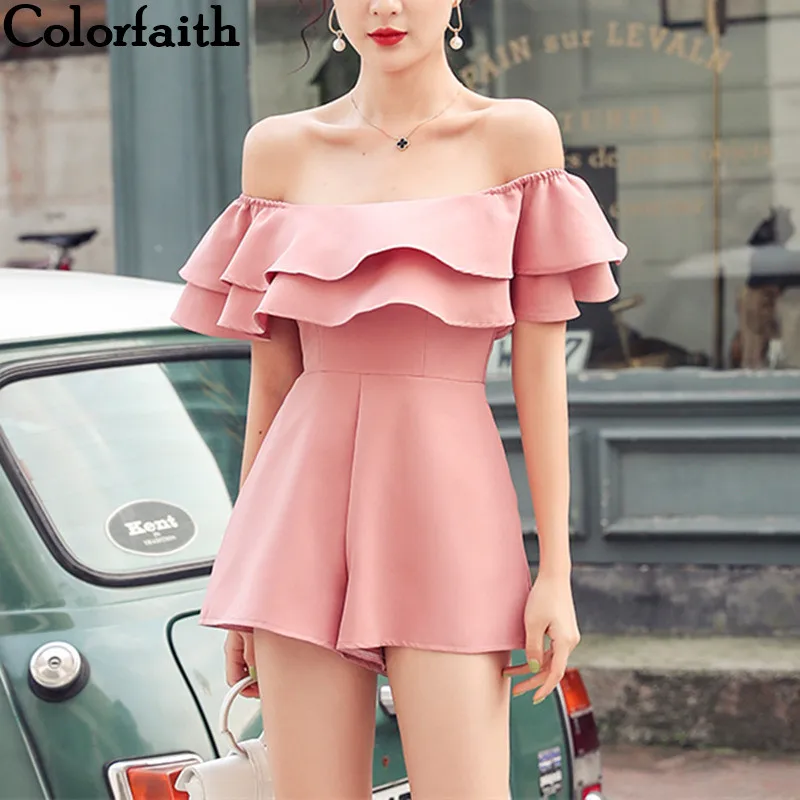 Женский комбинезон с оборками Colorfaith элегантные вечерние комбинезоны вырезом