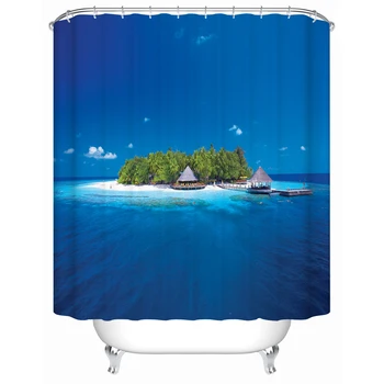 

2016 US New Ocean Island Waterproof Shower Curtain Bathroom Shower Curtain Accessories Curtain Environmentally Friendly FJ-040