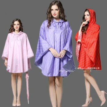 

Cloak Style Women Lightweight Poncho With Hood Colorful Waterproof Raincoat Adults Outdoor Bicycle Rainwear