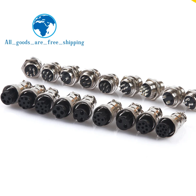 

TZT 1set GX16 2/3/4/5/6/7/8/9/10 Pin Male & Female 16mm L70-78 Circular Aviation Socket Plug Wire Panel Connector for diy