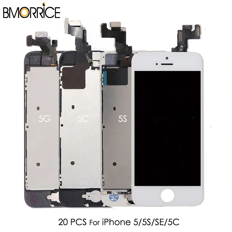 

20PCS LCD Display For iPhone 5G 5 5S 5C SE Glass No Dead Pixel Full Set Completed With Touch Screen+Front camera+Homebutton
