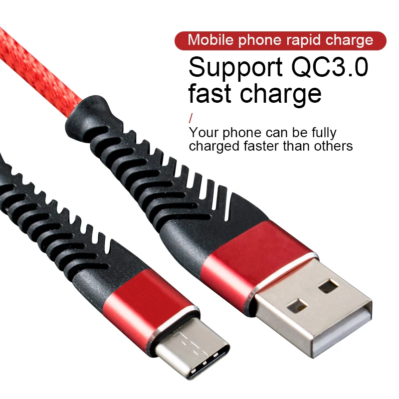 

Ersuki USB Type C Cable For Huawei Xiaomi Note 7 K20 Oneplus 7 Pro Samsung Fast Charging USB-C Charger Mobile Phone USB Cable 1m