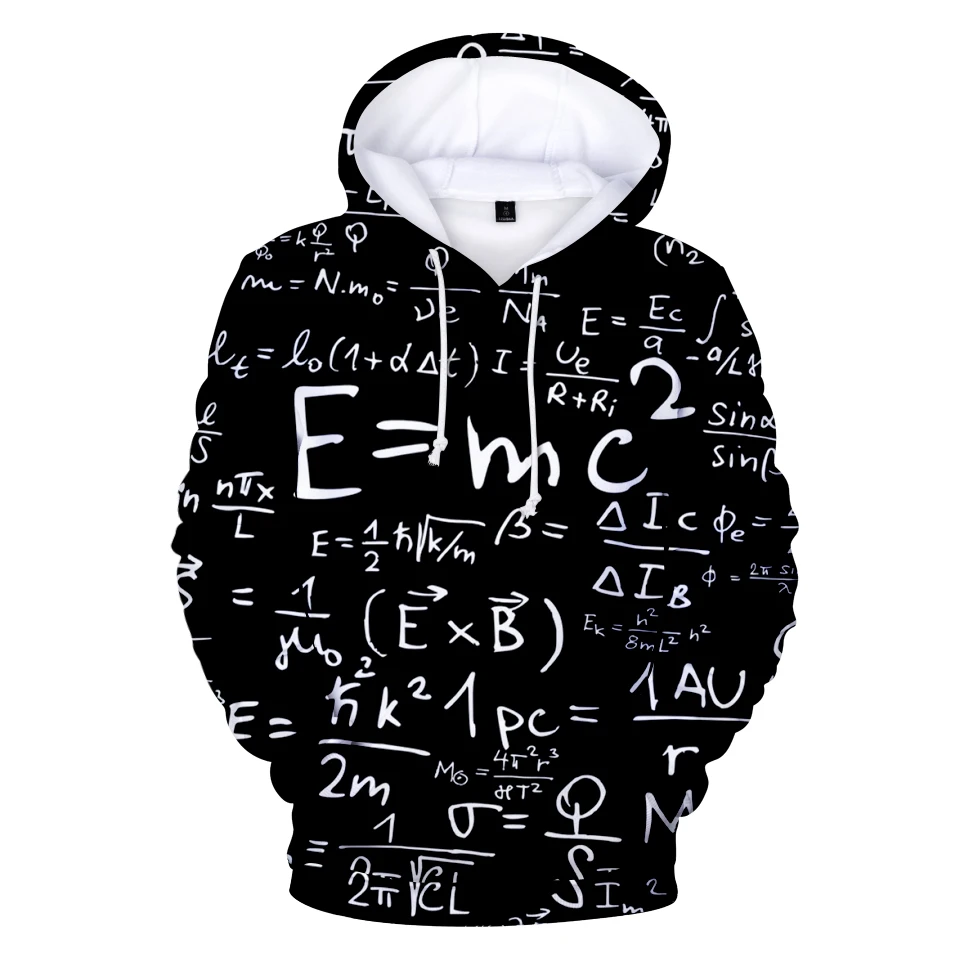 Толстовки с капюшоном E = mc 2 Модный пуловер в стиле Харадзюку объемным принтом