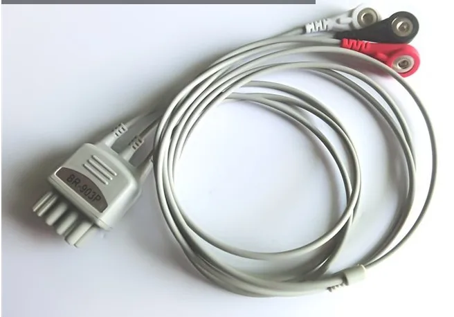 BR 903P Nihon kohden 913P 906P 3 lead 6 ECG cable с зажимом leadпроводника Или Защелкой AHA или IEC| |