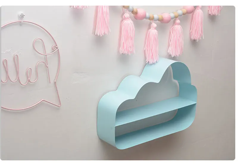 Скандинавские металлические настенные полки в форме облака, стеллажи для хранения, органайзер, фон, настенный, для детской комнаты, украшение, домашняя организация