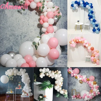 

Amawill Balloon Arch Garland Kit Pink & White Latex Balloons For Wedding Anniversary Baby Shower Birthday Party Decorations 75D