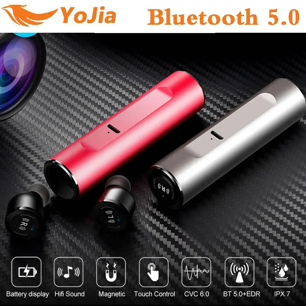 

Yojia Mini IPX67 Ear buds Bluetooth 5.0 Wireless earphones With Metal Charge Box Noise Cancel Invisible TWS Headset Outdoor