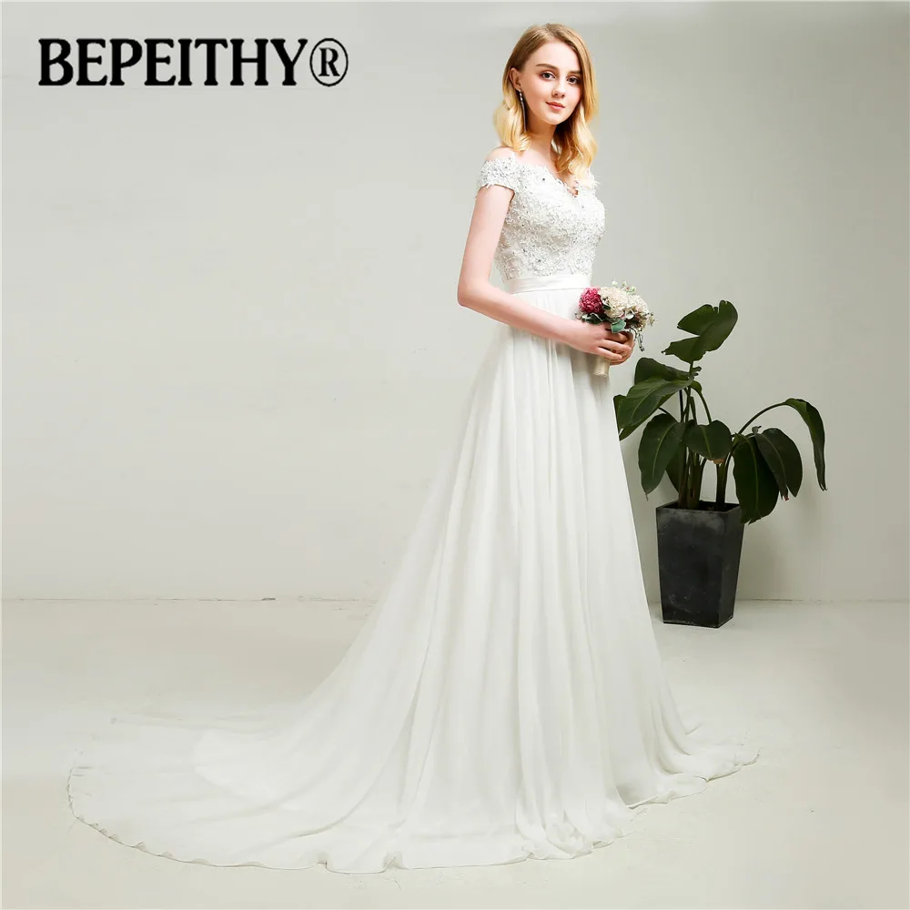 Простое шифоновое платье с открытыми плечами для свадьбы 2020 Новое поступление