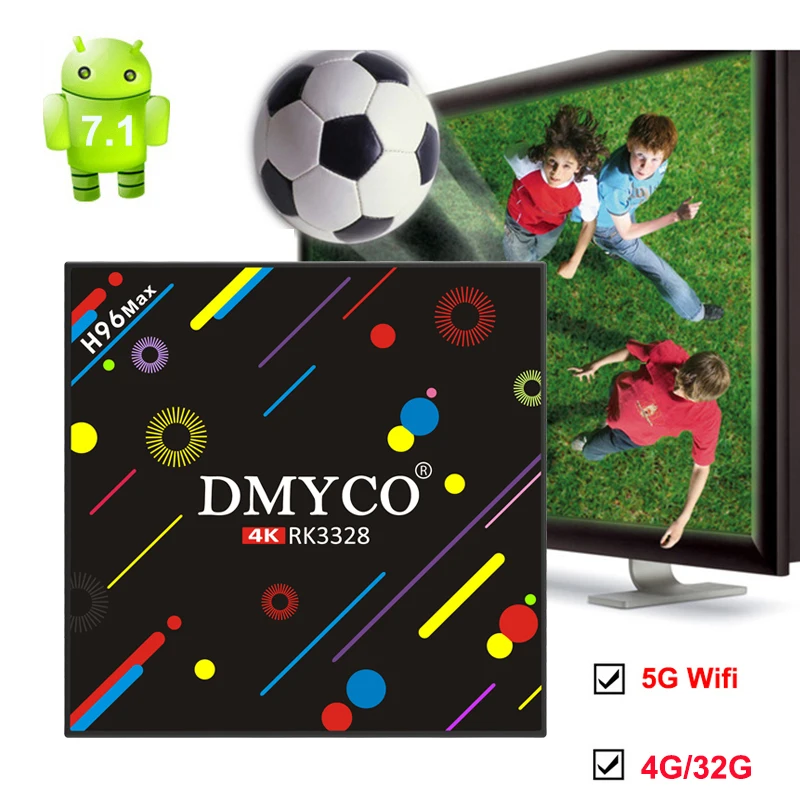 

Original H96 Max TV Box Android 7.1 Smart TV Box Quad Core 4K 4G 32G WIFI Bluetooth Support Youtube Netflix Movie HD Set-top Box