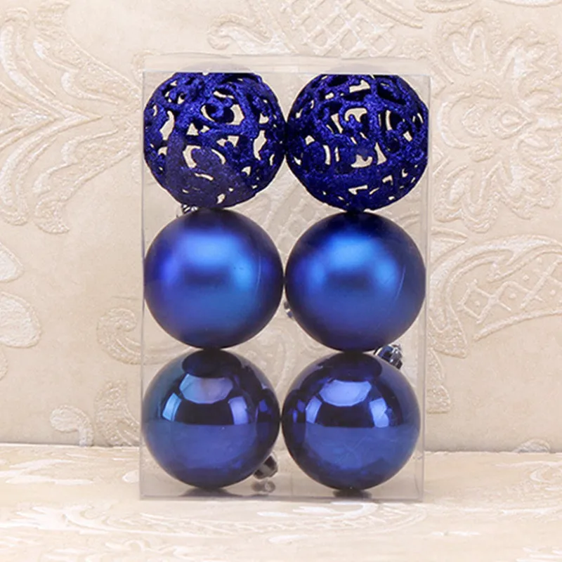 6 unid/set nuevas bolas de Navidad huecas grandes bolas decorativas de árbol de Navidad Año nuevo colgante adornos suministros Dia 6 cm