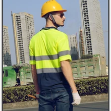 Высокая видимость Детская Безопасность Светоотражающие Мужские Поло рубашка Для Мужчин's Детская безопасность Повседневная обувь 2 тона с коротким рукавом Мужские поло Рабочая Рубашка