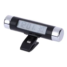 1 шт. 2 в 1 Цифровой автомобиль часы термометр голубой подсветкой ЖК-дисплей воздуха на выходе-клипсы для автомобиля главная Автомобиль