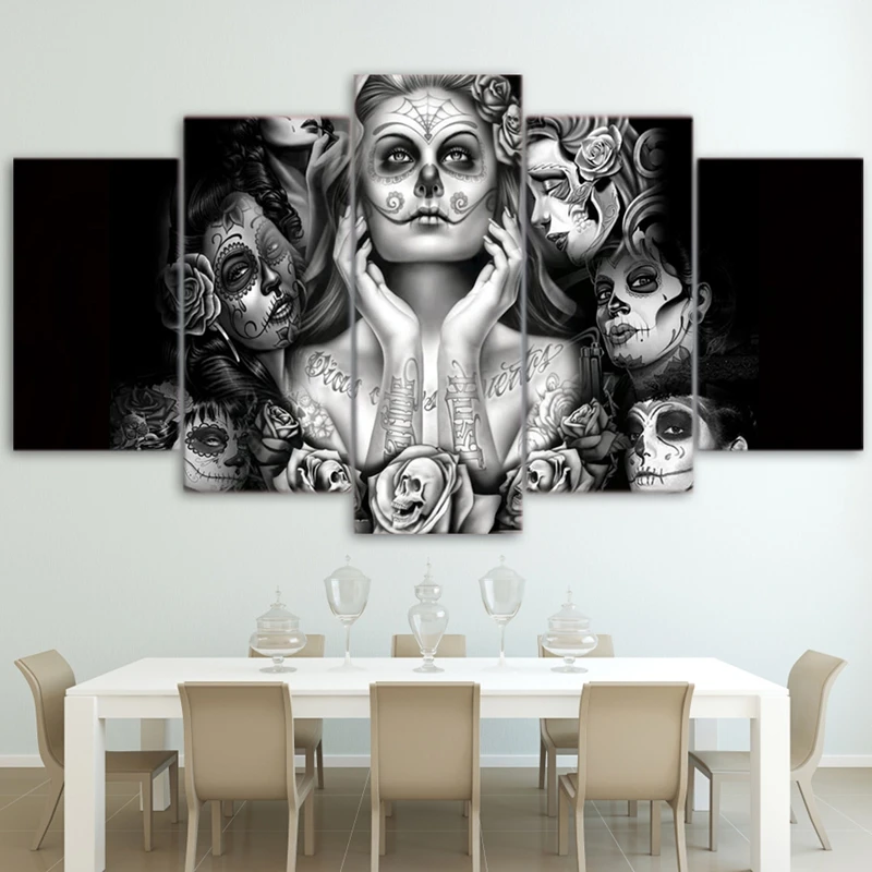 Day Of The Dead Wall Art modern home decor wall art frame posters hd printed 5 pieces Day Of The Dead Wall Art modern home decor wall art frame posters hd printed 5 pieces