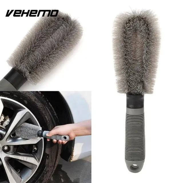 Vehemo Car Wheel Brush Automobile Steel Bell Tire Rims Cleaning Brush