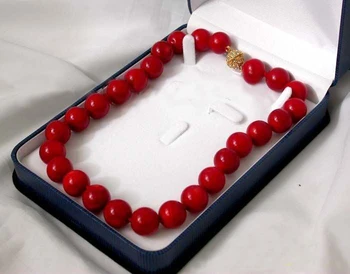 

Beautiful AAA 18" 16mm nature red round coral necklace