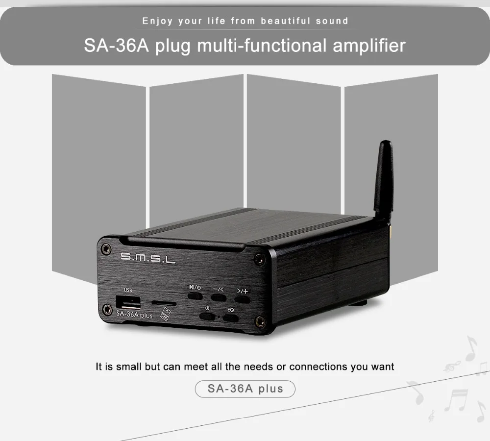 SMSL SA-36 усилитель мощности звука профессиональные HiFi Усилители Bluetooth аудио мини портативный автомобильный усилитель класса D
