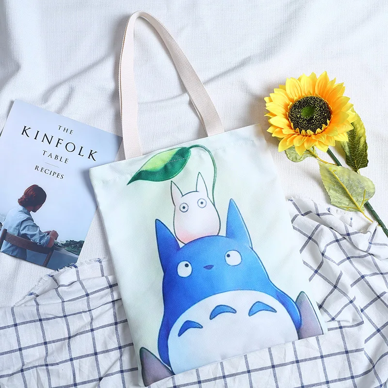

33*40cm My Neighbor Totoro Anime Action Figure Printed Canvas Creative Totoro Cat Print Fashion Handbag Shoulder Bag Book Bag