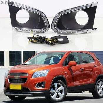 

Car Flashing 2PCS Led Daytime Running Light for Chevrolet Chevy TRAX 2014 2015 2016 DRL with turn signal light fog lamp cover