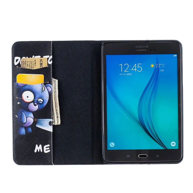 For Samsung Galaxy Tab A 8.0 SM-T355 T350 Case Kids Butterfly Flower Bear Cartoon Wallet  PU Leather Back Silicon Tablet Cover (3)