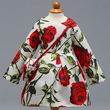 Розничная ; сезон осень-зима; яркие платья с принтом для девочек с сумочкой; одежда с длинными рукавами для маленьких девочек; L390-L398