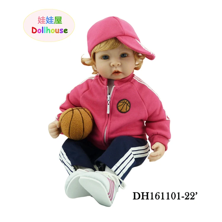 

cute 56 cm Silicone Vinyl Baby Reborn Dolls 22 inch lifelike baby dolls Handmade Kids Toys for Children Bonecas Collection Doll