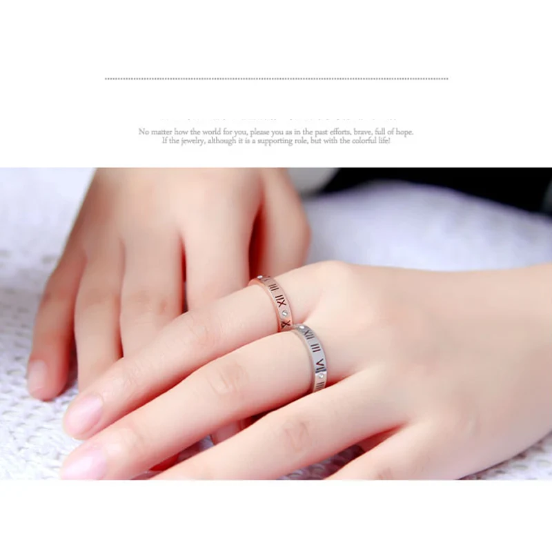 2017 Fashion Delicate Gold Color Roman Numerals Rings for Women and Men Couple Wedding Rings Wholesale Fine Jewelry Lover Rings