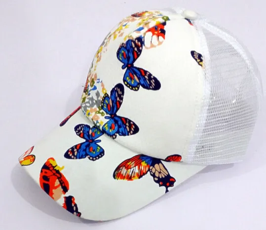 50 шт./партия Federal Express быстро,, Европейский стиль, Женский Повседневный принт бабочки на цветах бейсболка для взрослых женские сетчатые шляпы от солнца